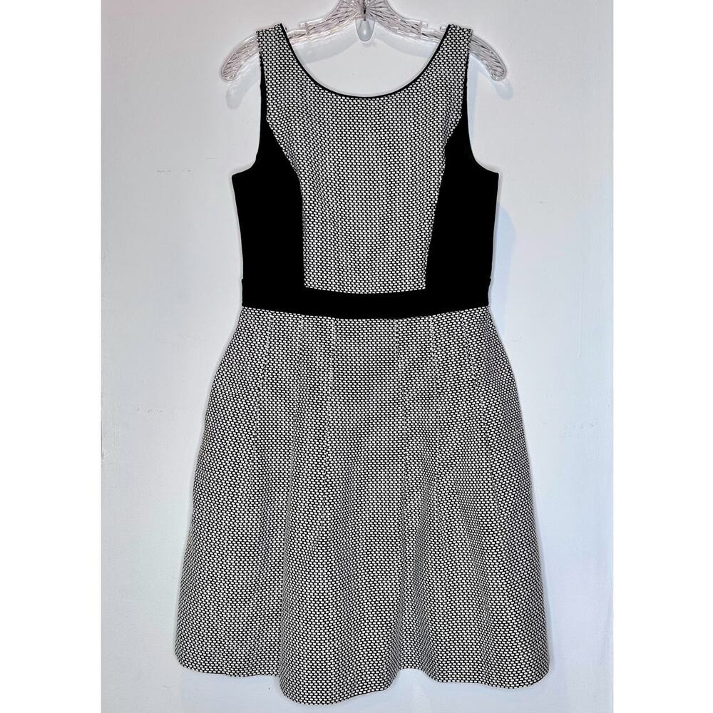 White House Black Market Textured Pleated sleeveless Fit and Flare Dress Size 8